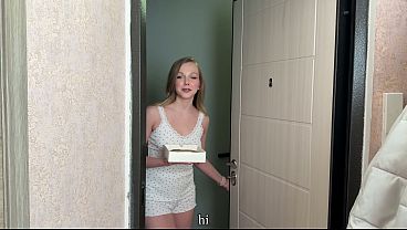 A young neighbor came with a pie for cream pie