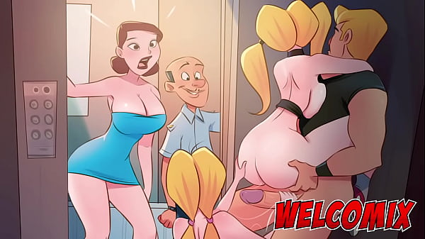 Sweaty bodies collide in the elevator scene from Porn Cartoons!